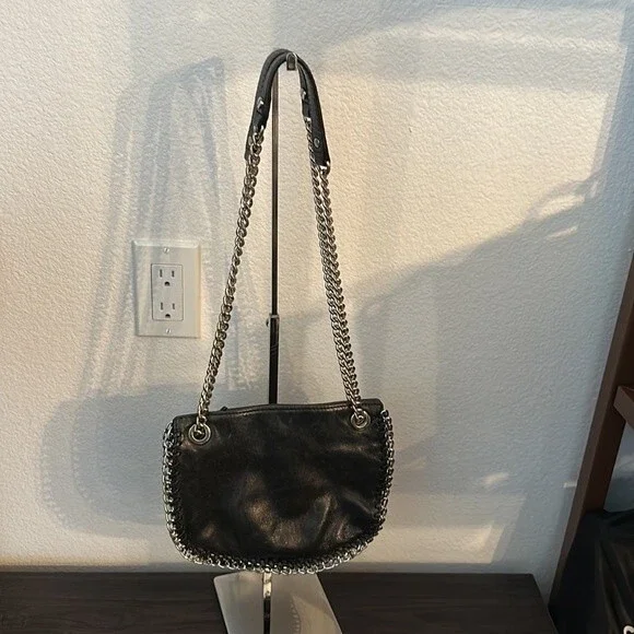 Michael Kors Small Chelsea Messenger Bag Black Leather With Chain - Picture 6 of 9